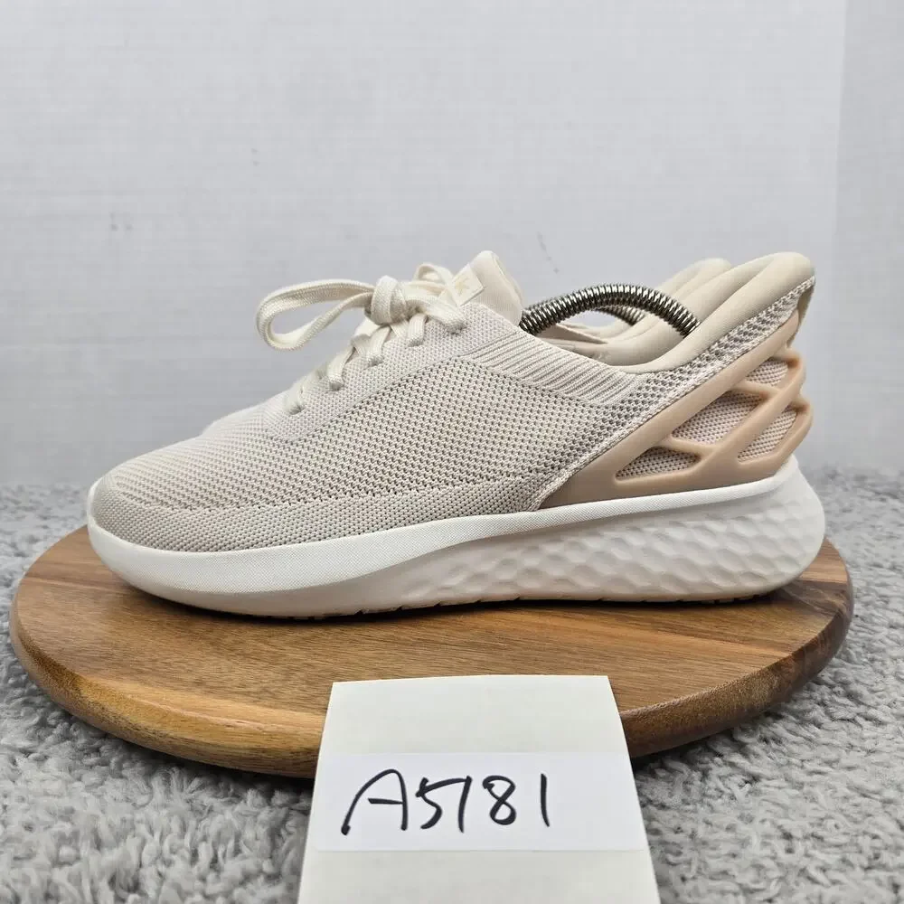 Kizik Womens 9 Athens White Creme Knit Slip On Hands-Free Casual Daily Sneaker